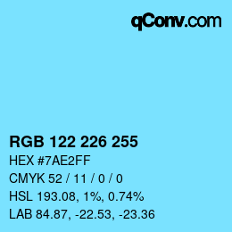 Color code: RGB 122 226 255 | qconv.com