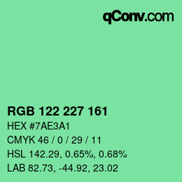 カラーコード: RGB 122 227 161 | qconv.com