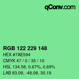 Color code: RGB 122 229 148 | qconv.com