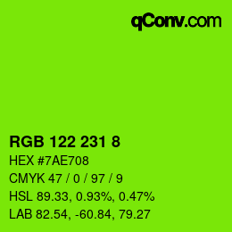 Color code: RGB 122 231 8 | qconv.com