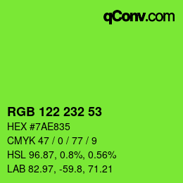 Farbcode: RGB 122 232 53 | qconv.com