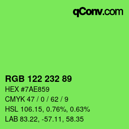 Color code: RGB 122 232 89 | qconv.com