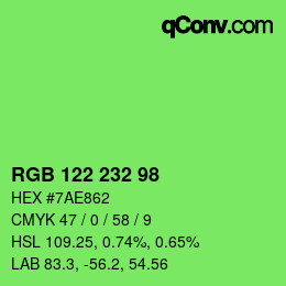 Color code: RGB 122 232 98 | qconv.com