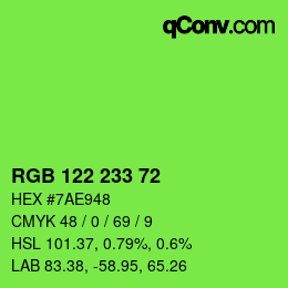 Color code: RGB 122 233 72 | qconv.com