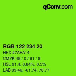 Color code: RGB 122 234 20 | qconv.com