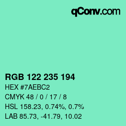Color code: RGB 122 235 194 | qconv.com
