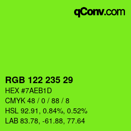 Color code: RGB 122 235 29 | qconv.com