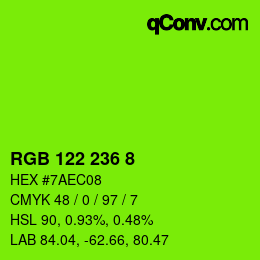 カラーコード: RGB 122 236 8 | qconv.com