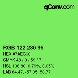 颜色代码: RGB 122 236 96 | qconv.com