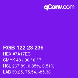 Color code: RGB 122 23 236 | qconv.com