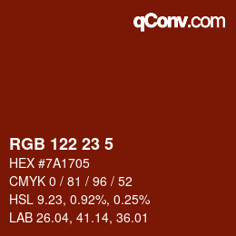 Color code: RGB 122 23 5 | qconv.com