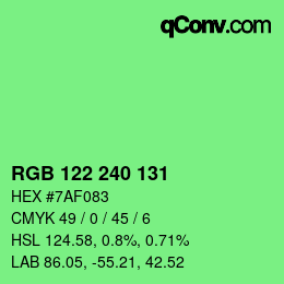 Color code: RGB 122 240 131 | qconv.com