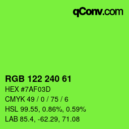 Color code: RGB 122 240 61 | qconv.com