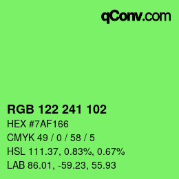 颜色代码: RGB 122 241 102 | qconv.com