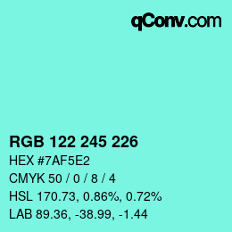 Farbcode: RGB 122 245 226 | qconv.com