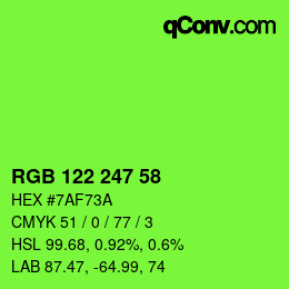 Color code: RGB 122 247 58 | qconv.com
