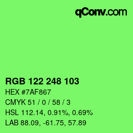 Color code: RGB 122 248 103 | qconv.com