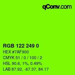 Color code: RGB 122 249 0 | qconv.com