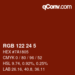 Color code: RGB 122 24 5 | qconv.com