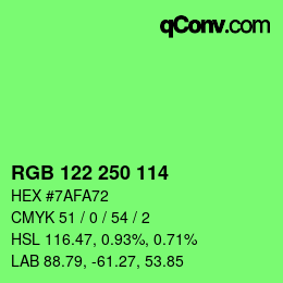 Color code: RGB 122 250 114 | qconv.com