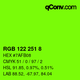 Color code: RGB 122 251 8 | qconv.com