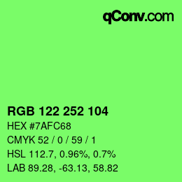 Color code: RGB 122 252 104 | qconv.com