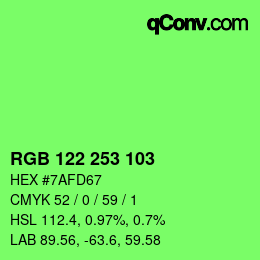 Color code: RGB 122 253 103 | qconv.com