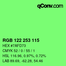 Farbcode: RGB 122 253 115 | qconv.com