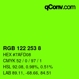 颜色代码: RGB 122 253 8 | qconv.com