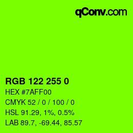 Color code: RGB 122 255 0 | qconv.com