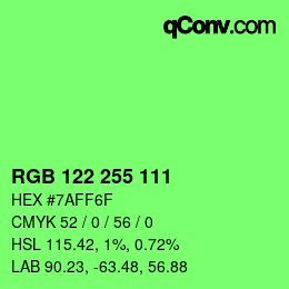 Color code: RGB 122 255 111 | qconv.com