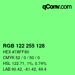 Color code: RGB 122 255 128 | qconv.com