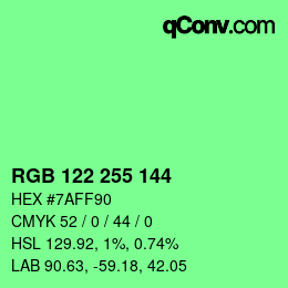 Color code: RGB 122 255 144 | qconv.com