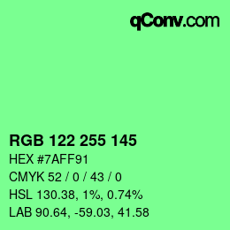 颜色代码: RGB 122 255 145 | qconv.com