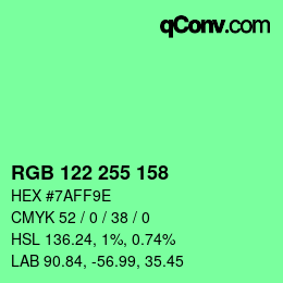 Color code: RGB 122 255 158 | qconv.com