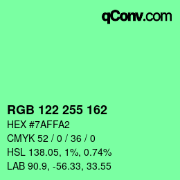 Color code: RGB 122 255 162 | qconv.com