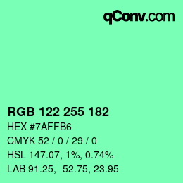 Color code: RGB 122 255 182 | qconv.com