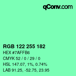 Color code: RGB 122 255 182 | qconv.com