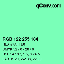 Color code: RGB 122 255 184 | qconv.com