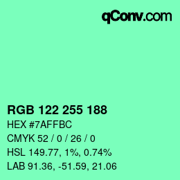 Color code: RGB 122 255 188 | qconv.com