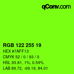 Color code: RGB 122 255 19 | qconv.com