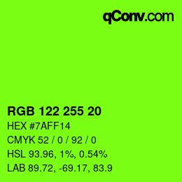 Color code: RGB 122 255 20 | qconv.com