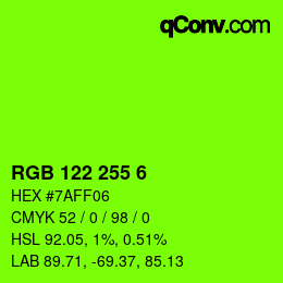 Color code: RGB 122 255 6 | qconv.com