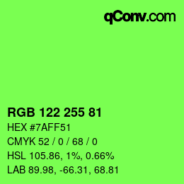 Color code: RGB 122 255 81 | qconv.com