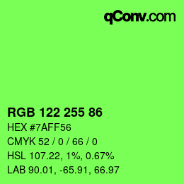 Color code: RGB 122 255 86 | qconv.com