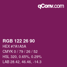 Color code: RGB 122 26 90 | qconv.com