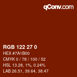 カラーコード: RGB 122 27 0 | qconv.com