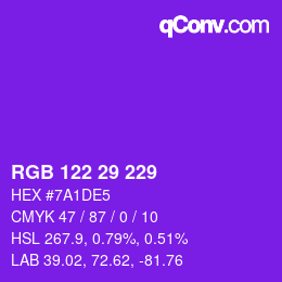 Color code: RGB 122 29 229 | qconv.com