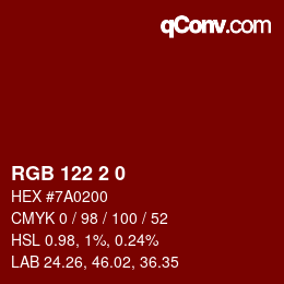 カラーコード: RGB 122 2 0 | qconv.com