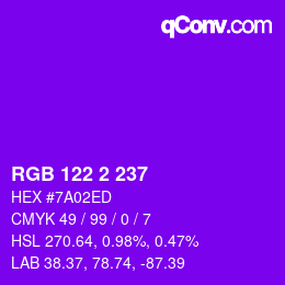 Color code: RGB 122 2 237 | qconv.com